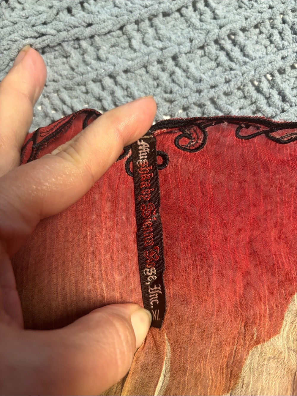 Boho V-Neck Red Patterned Tunic Top - Picture 2 of 6